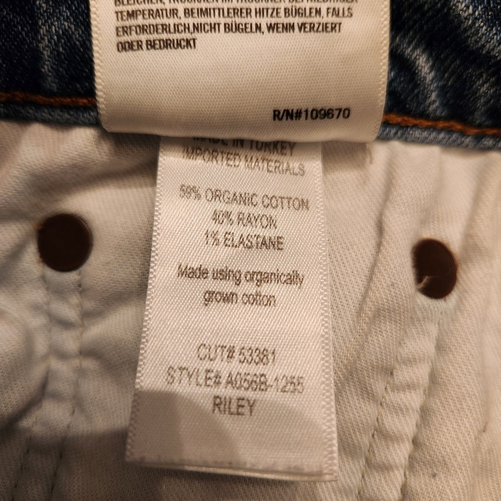 Agolde Riley High Rise Straight Cropped Button Fly Distressed Jeans Size… - Picture 6 of 7